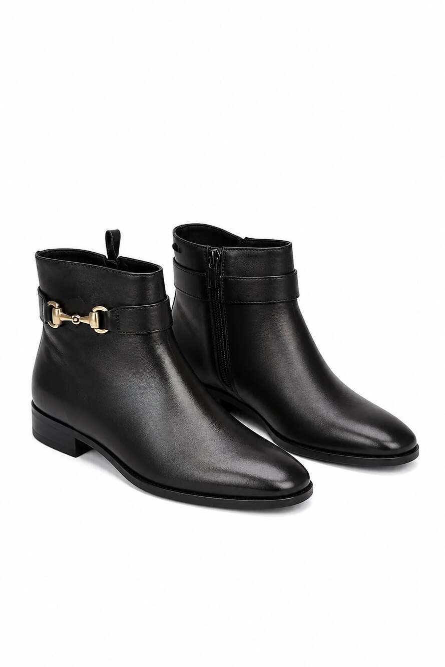 Talbots Black Leather Horsebit Ankle Boots Size 6B